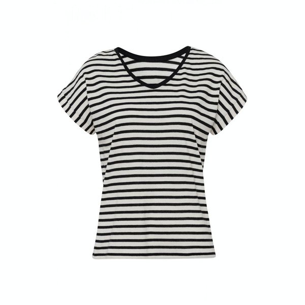 21060057 T-Shirt MORE&MORE 2041 yarn stripes small irregular offwhite black