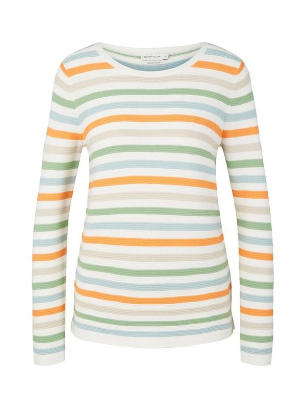 1016350 Sweater TOM TAILOR wmn 31604 orange green multicolor stripe