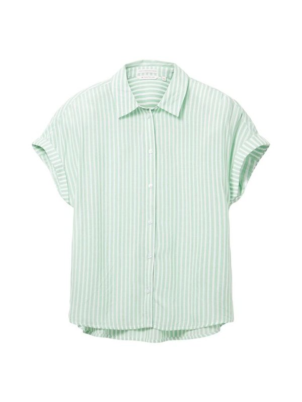 1035881 Bluse TOM TAILOR wmn 31202 green white stripe woven
