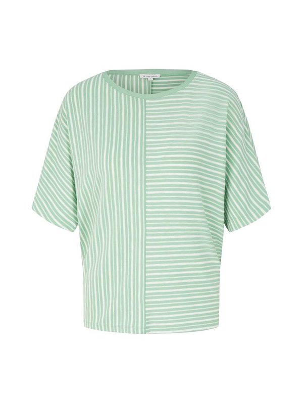 1035489 T-Shirt TOM TAILOR wmn 31135 green white horizontal stripe