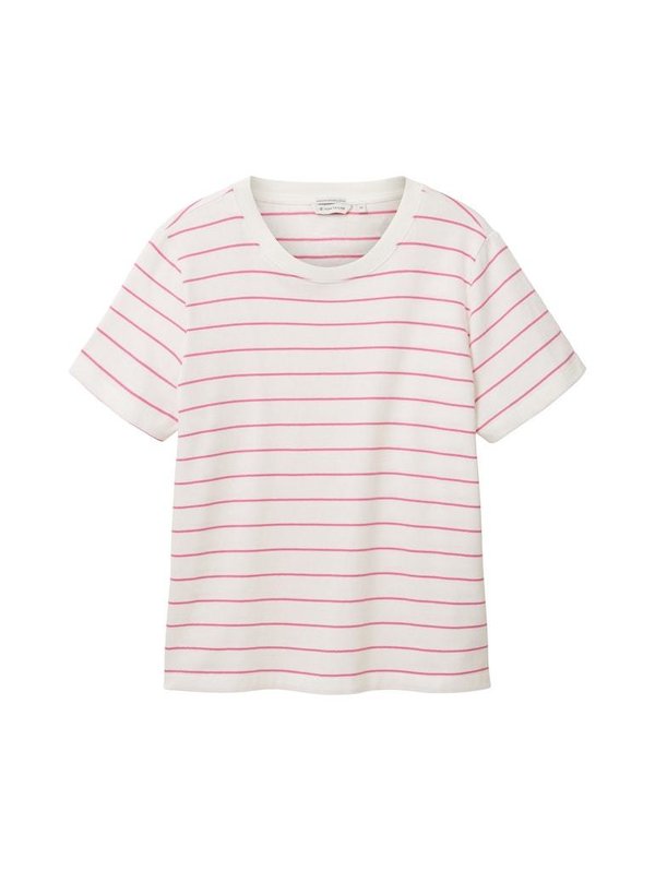 1036772 T-Shirt TOM TAILOR wmn 31726 offwhite pink stripe