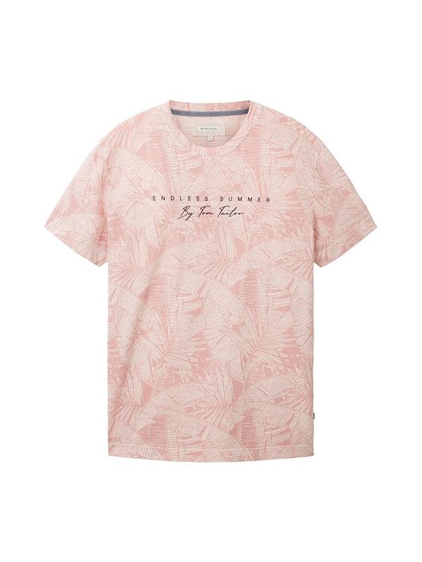 1036373 T-Shirt TOM TAILOR men 31802 pink tonal big leaf design